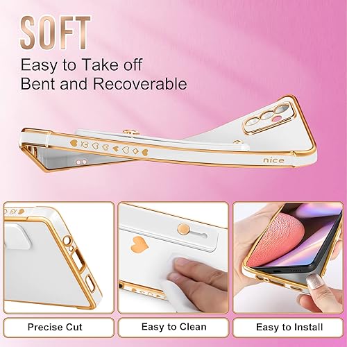 Miniatura 3 de Likiyami Funda 3 en 1 para teléfono Samsung Galaxy A14 5G con diseño de corazón para mujeres y niñas, bonita estética de lujo, bonita estética, con