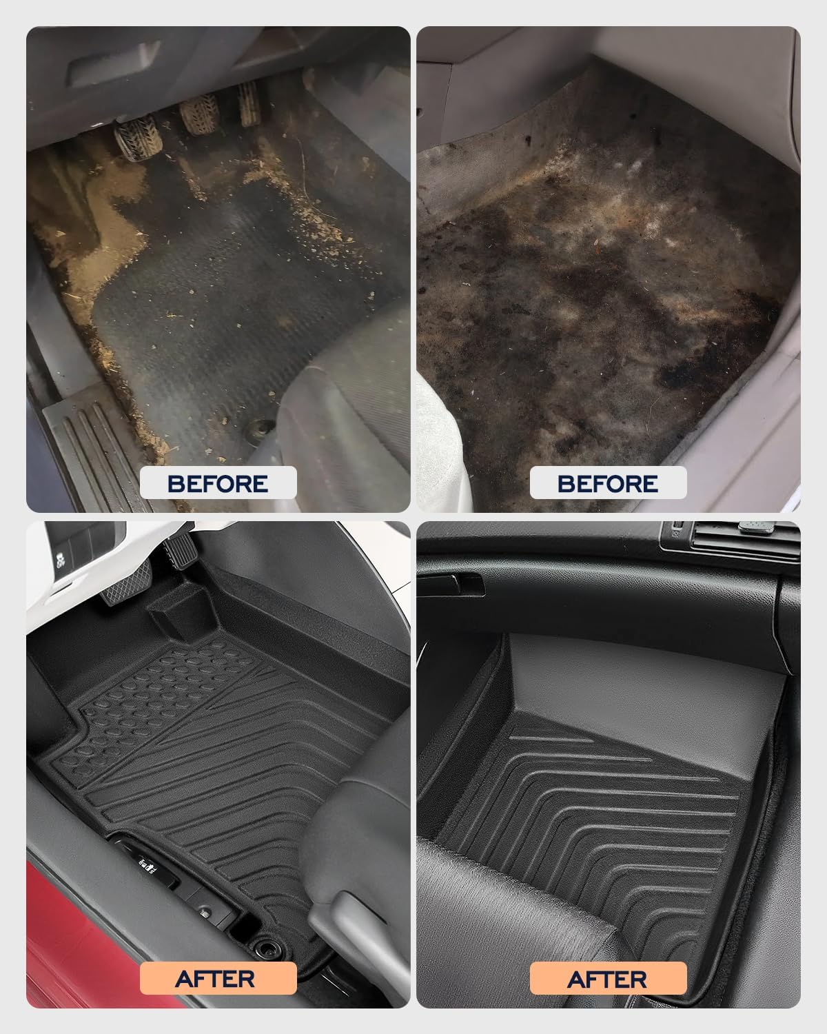 All-Weather Floor Mats for Honda Accord 2013-2017 (Only for Sedan) Custom Fit Black Rubber Car Liners, Waterproof Vehicle Accessories for Front & Rear, Heavy Duty Interior Protection - Image 3