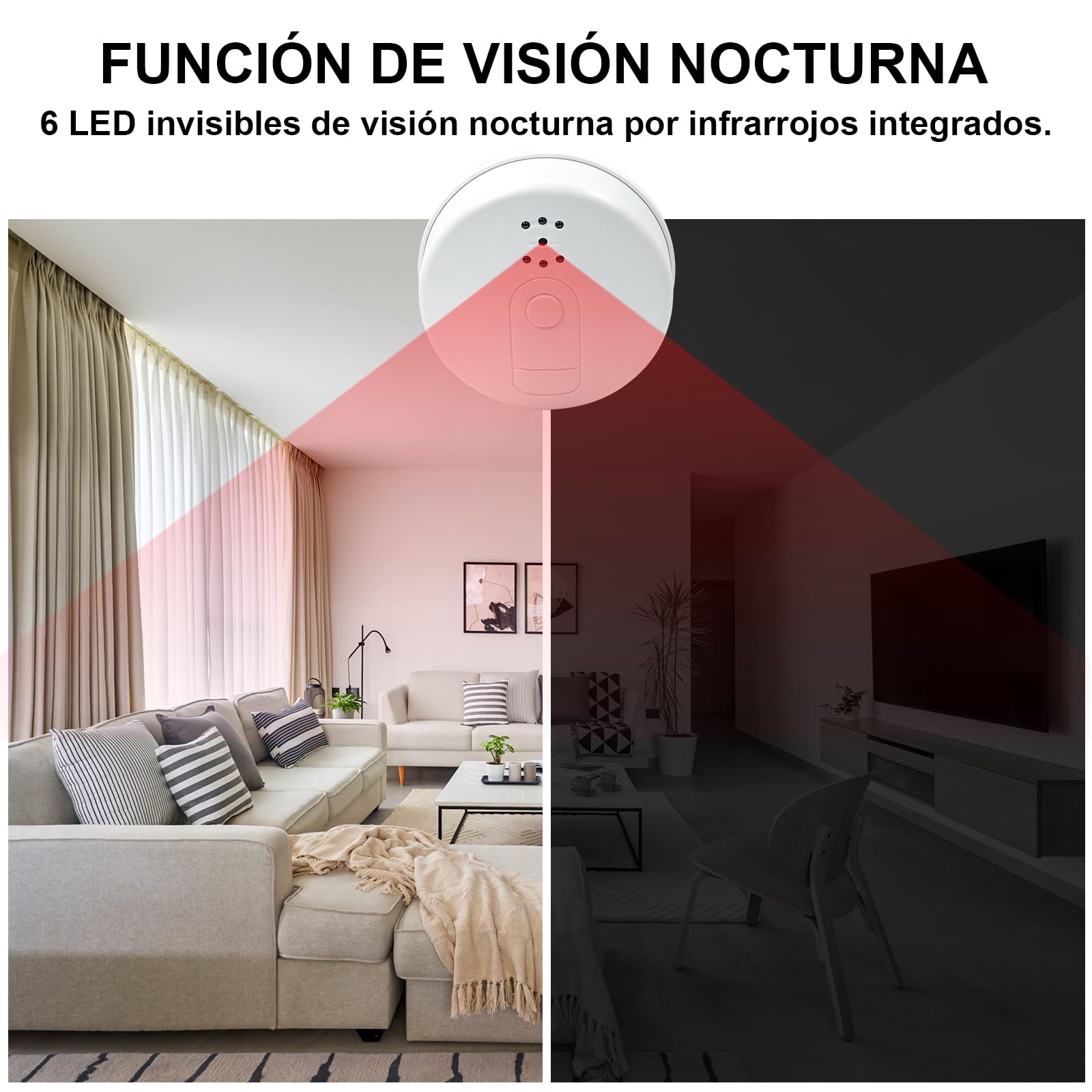 Cámara Oculta con Wifi de 2,4 y 5G, Mini Cámara Oculta en Detector de Humo
