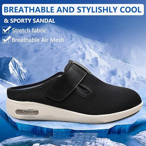 Miniatura 3 de Pantuflas diabéticas para mujer, extra anchas, zapatos para caminar con cierres ajustables para edema diabético, fascitis plantar, juanetes,