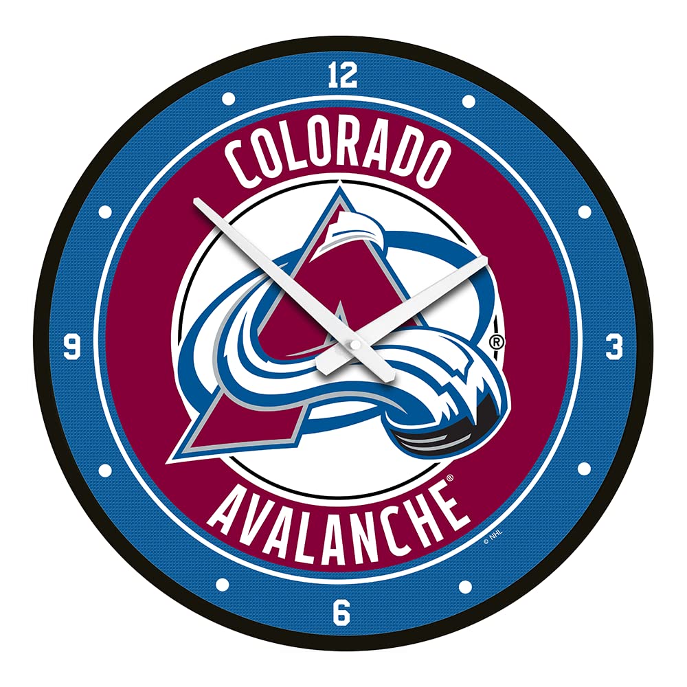 The Fan-Brand NHL Colorado Avalanche: Modern Disc Wall Clock - Sports Team Bar Sign Décor - Home Man Cave, Party Decoration - Made On Demand