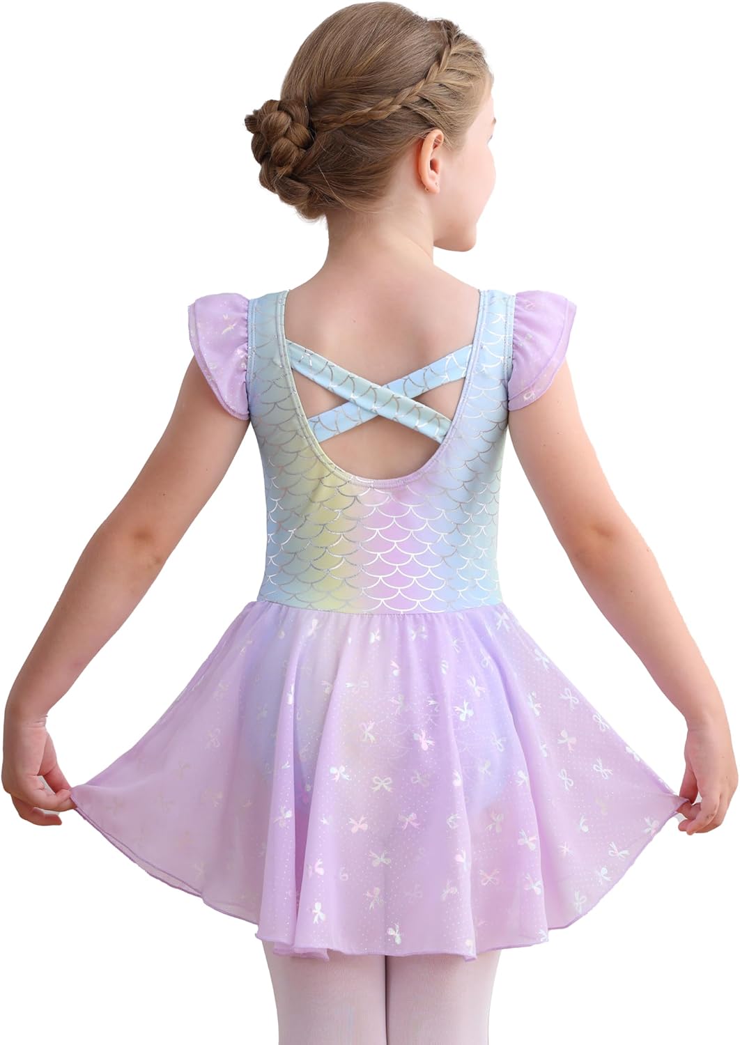 Mecceos Girls Ballet Leotards Skirt Toddler Dance Ballerina Dresses Outfit Gymnastic Ruffle Butterfly Sleeve