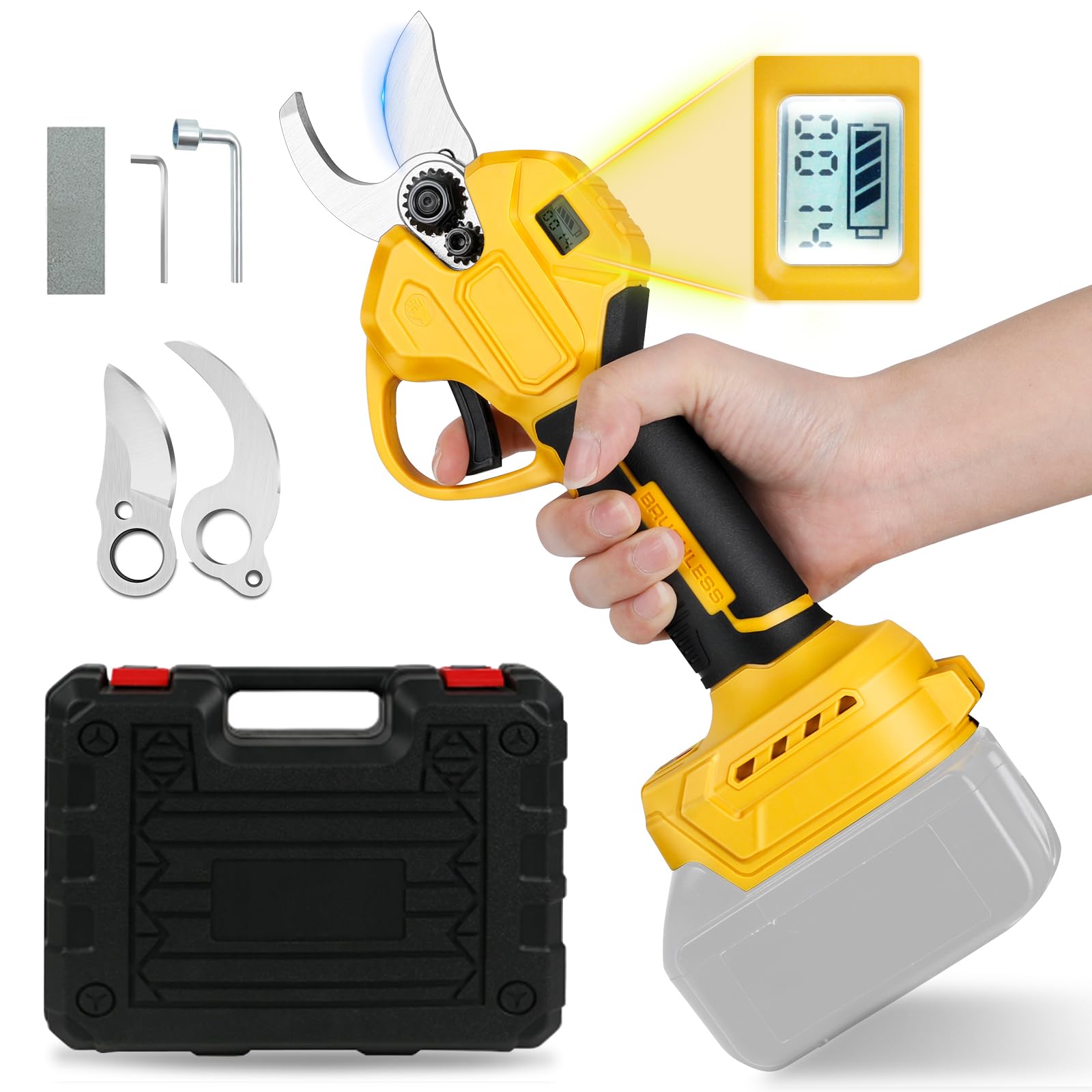 Tijeras de Podar Eléctricas Compatibles con Dewalt 18V 20V sin batería | Tijeras de Poda bateria de 40 mm Tijeras de podar electrica 500W con Motor Brushless para Jardinería, Árboles Frutales
