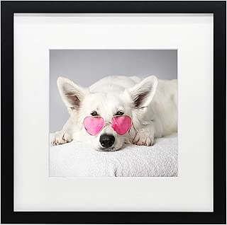 Golden State Art, 12x12 Square Wood Picture Frame, Matted to Fit Pictures 8x8 or 12x12 Without Mat (Black) - coolthings.us