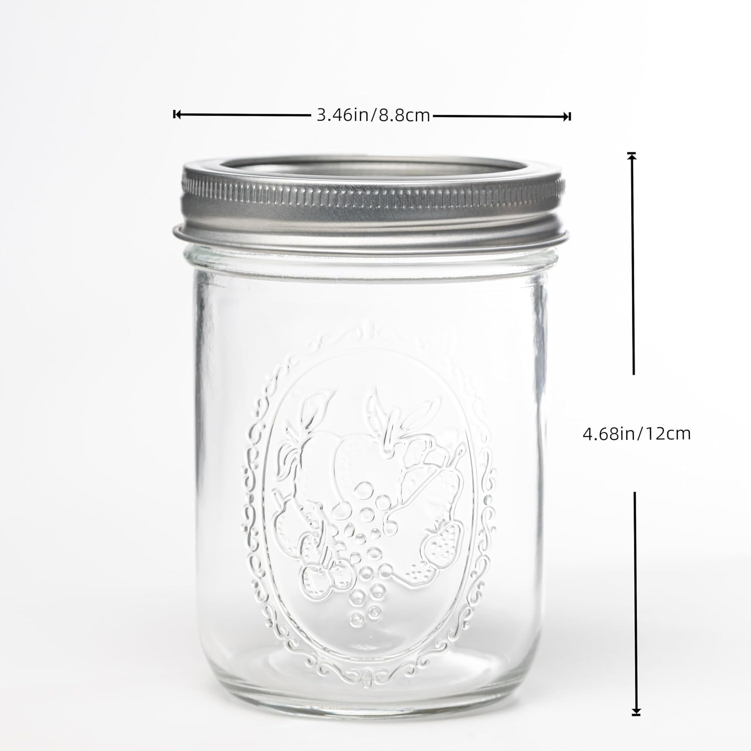 12 Pcs 16oz Wide Mouth Mason Jars, Glass Jars with Silver Metal Lids, Canning Jars for Overnight Oats, Food Storage, Dry Food, Snacks, Candies and More