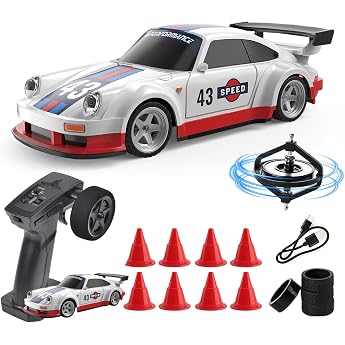 Mini RC Drift Car with Gyro 1/43 Scale 2.4GHz 15 km/h High Speed Sports Racing Car 4WD Tabletop Remote Controlled Car for Boys Girls and Adults Gift