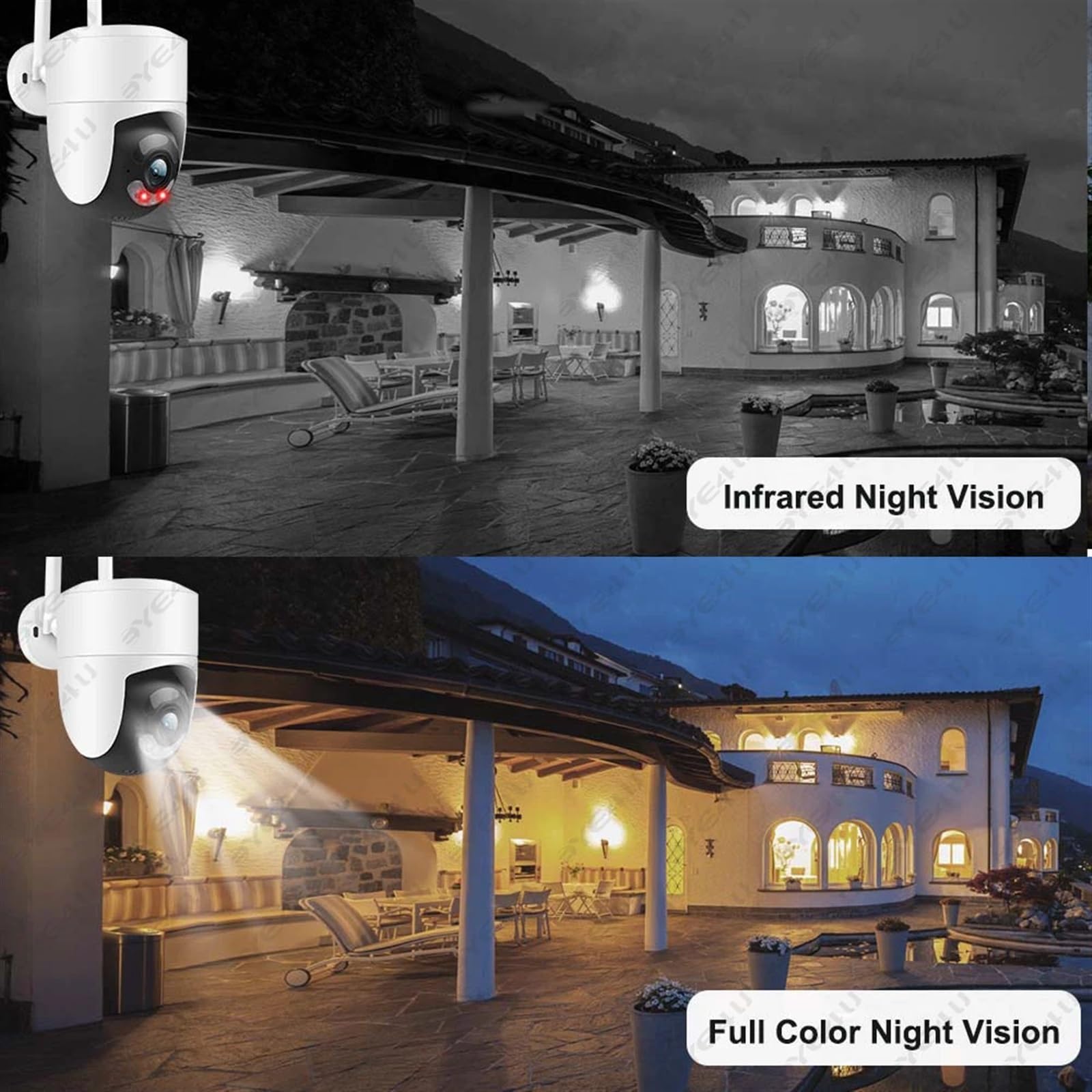 Caméra de sécurité, Caméra 2K 4MP extérieure sans Fil 2.4/5G PTZ Protection de sécurité caméras Surveillance Maison NVR CCTV caméra IP(T Camera Add 128G)