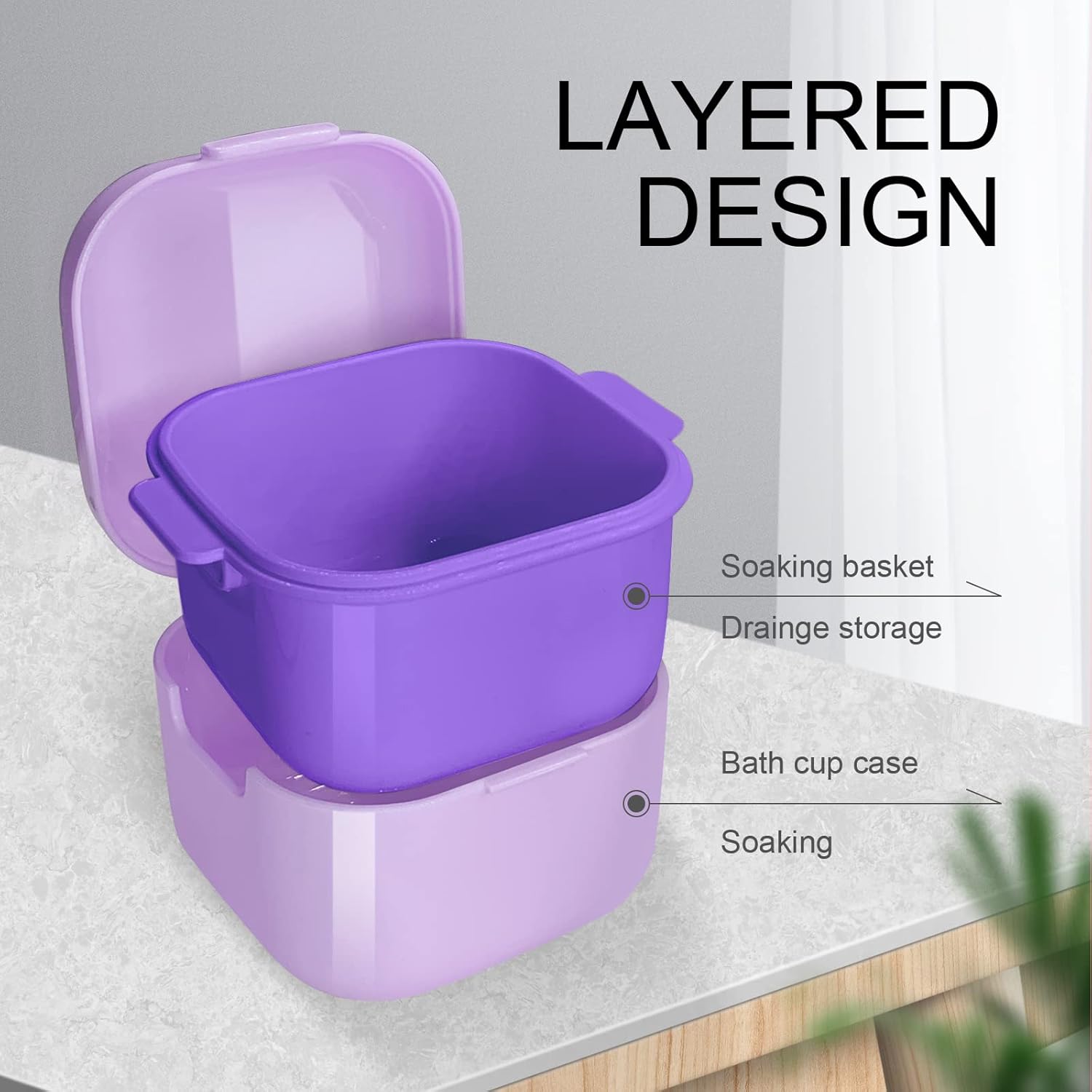 DIDATOOL Retainer Case, Denture Bath, Denture Cups for Soaking Dentures