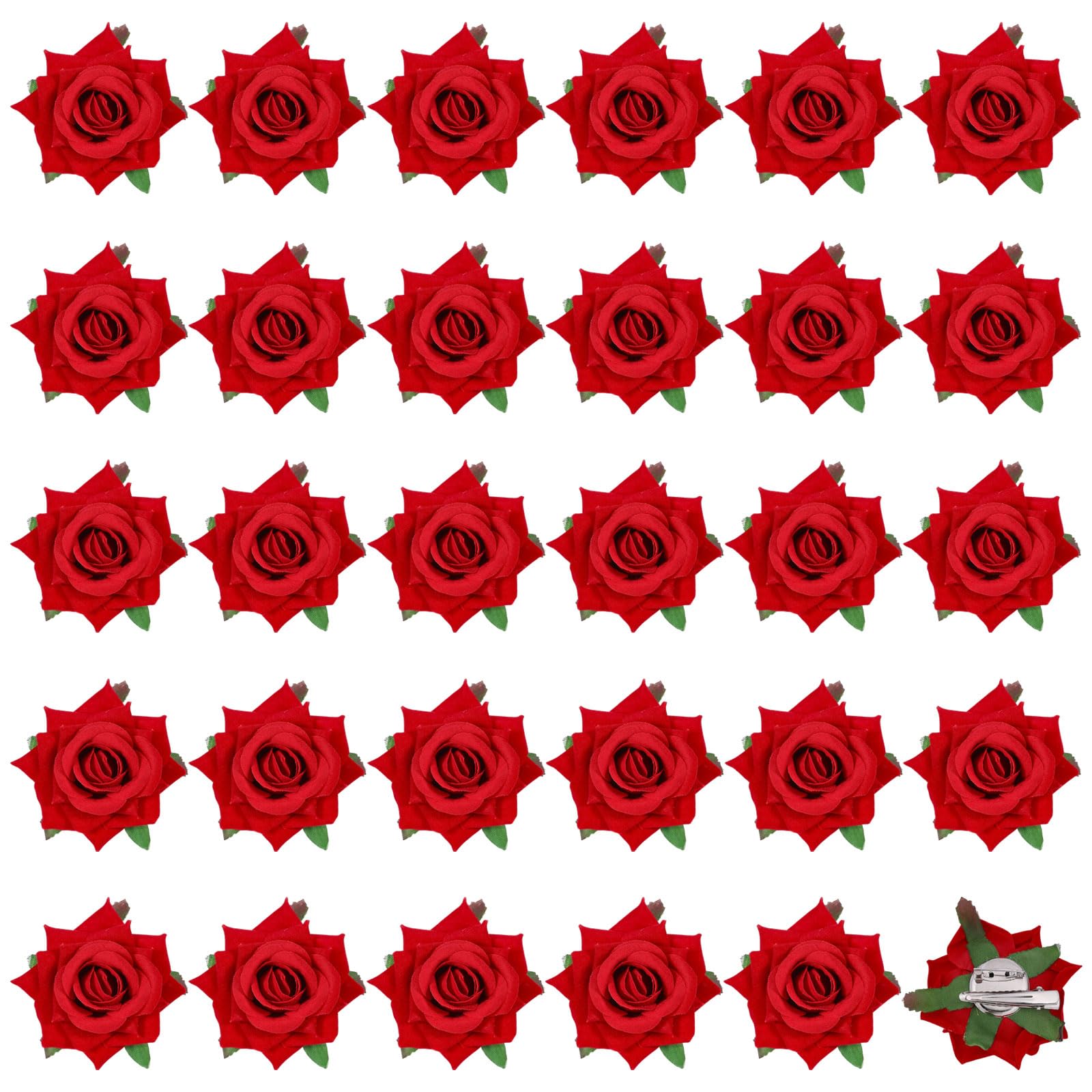 FREEBLOSS 30Pcs Rose Hair Clip Flower Hairpin Brooch Flowers Hair Clips for Decor Women Rose Brooch Pins for Wedding Party