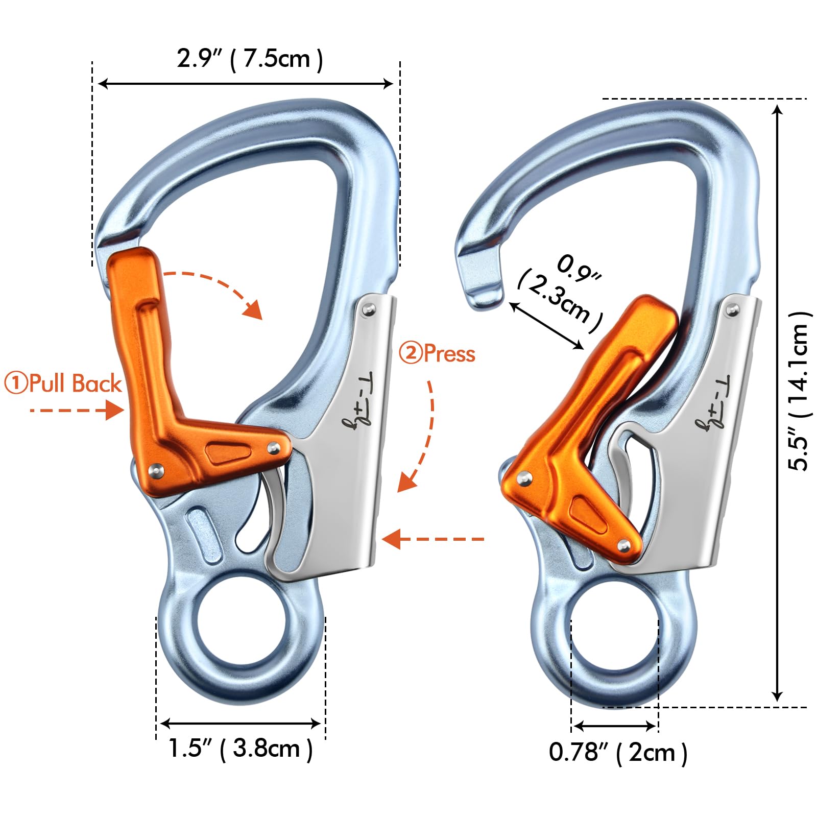 Amazon.co.jp: T-Fly 自動ロックカラビナ 35KN (8000ポンド) UIAA認定