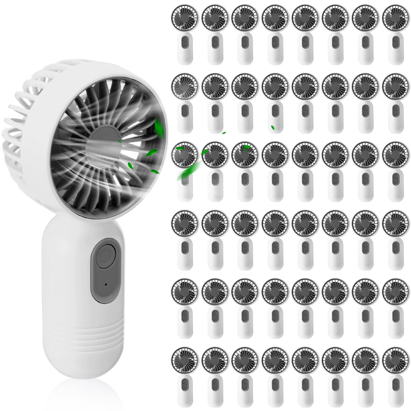 Rossesay 48 Pcs Mini Portable Fan Bulk Cute Handheld Lightweight Small Little Personal Hand Eyelash Fan 3 Speeds USB Rechargeable for Women Men Indoor