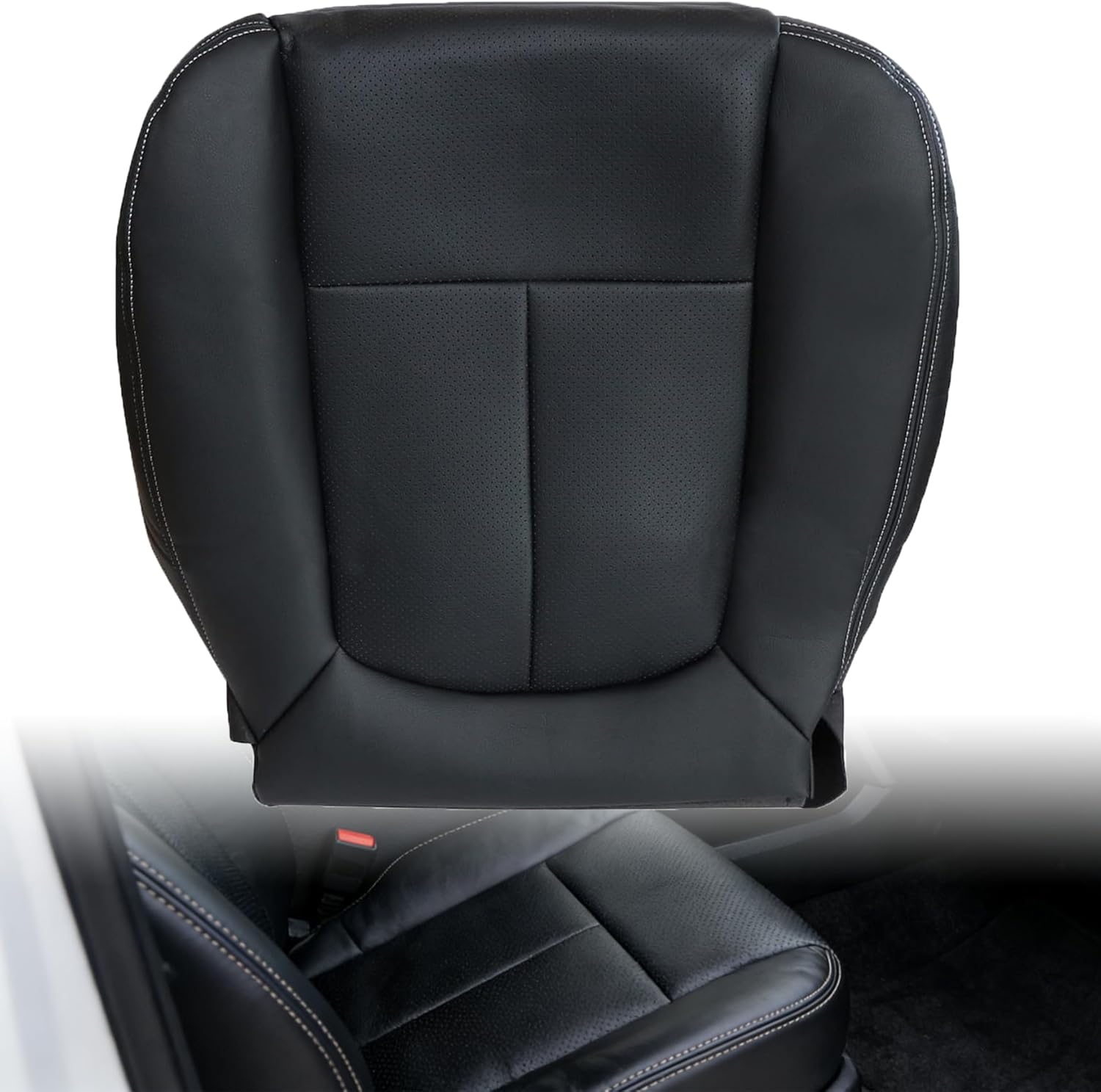 Priprilod Perforated Leather Driver Side Bottom Replacement Seat Cover Black（#B） Compatible with Ford F150 Lariat 2009 2010 2011 2012 2013 2014 40/20/40 & 50/50 Seat Setups