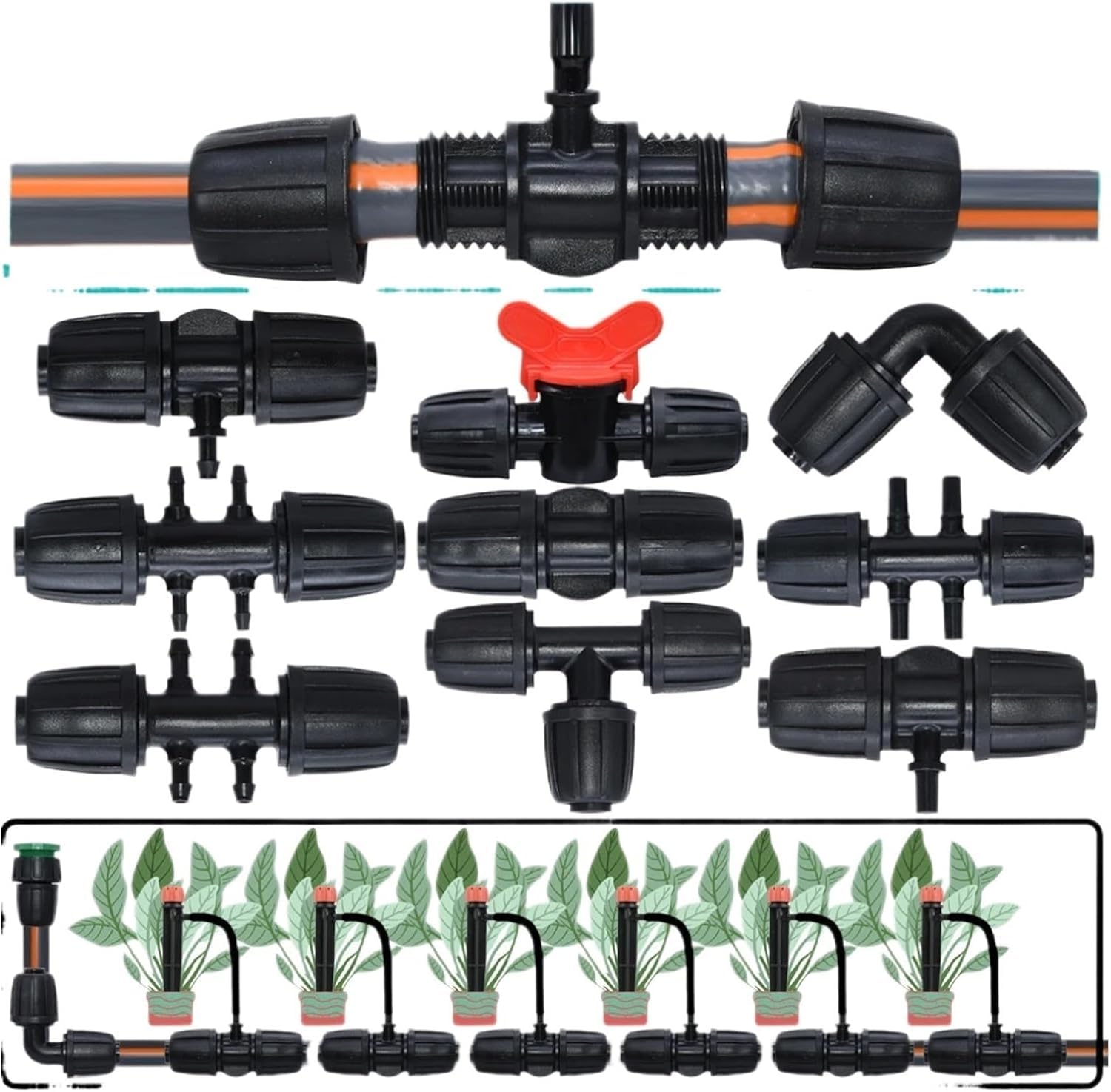 Wkhphmbeq Ksl01-Kit237-5Pcs 5Pcs 16Mm Pe Pipe Tee Connector – Threaded Splitter For 4/7Mm & 3/5Mm Garden Drip Irrigation Hose(Ksl01-Kit237-5Pcs)
