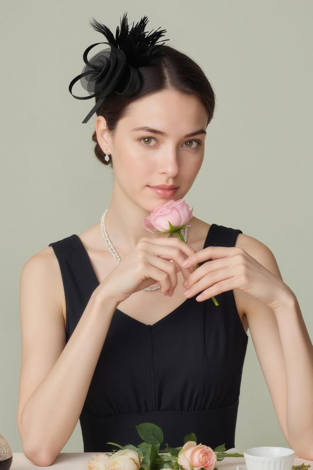 BABEYOND Fascinators Hats for Women - Tea Party Hats Kentucky Elegant Tulle Mesh Feather Bridal Wedding Headband Hair Clip - Image 5