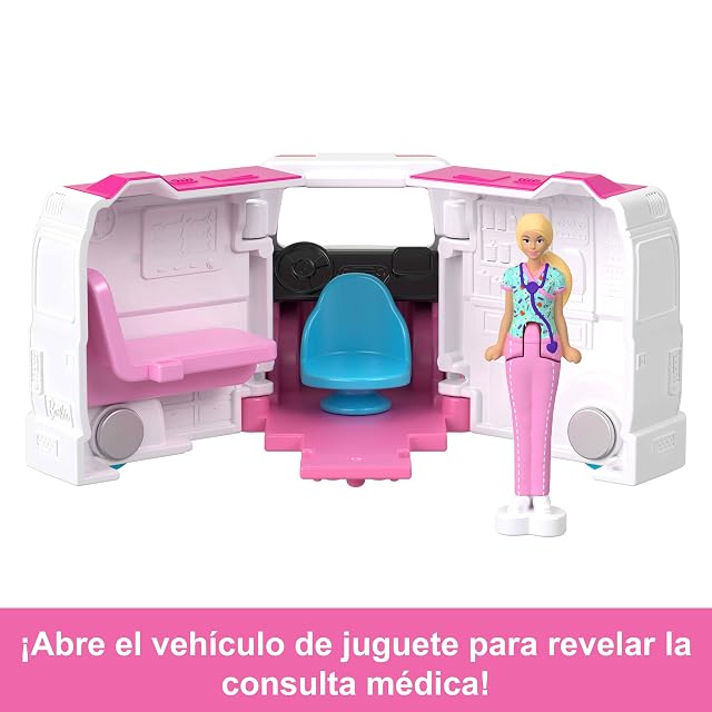 Foto 6 de 7 de Barbie Mini BarbieLand Conjunto de muñeca y vehículo de juguete, con muñeca Barbie de 3,81cm