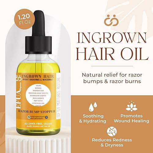 Miniatura 9 de Aceite de Efua, depilación encarnada y aceite de tope de afeitado para afeitado y depilación, aceite de neem natural para la piel con aceite de