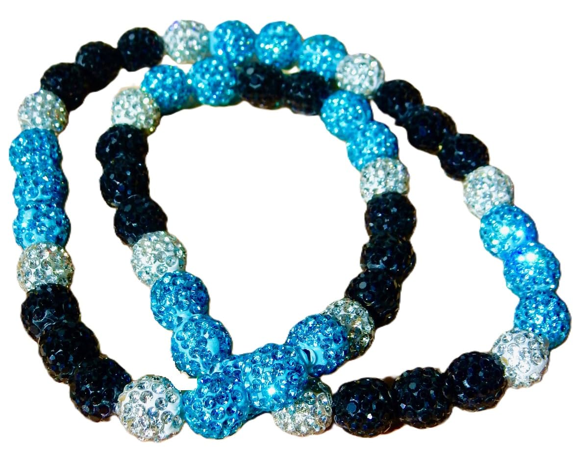 Sports Farm Pollyanna Disco Ball Rhinestone Baseball Necklace - Teal Black Silver