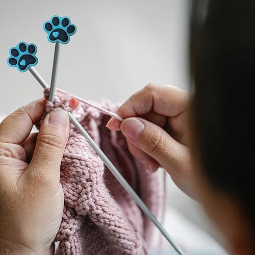 Miniatura 4 de SPANSEE 8 tapones para agujas de tejer con patas de perro, protectores de punto de aguja de tejer, tapas de aguja de tejer, herramientas de tejer,