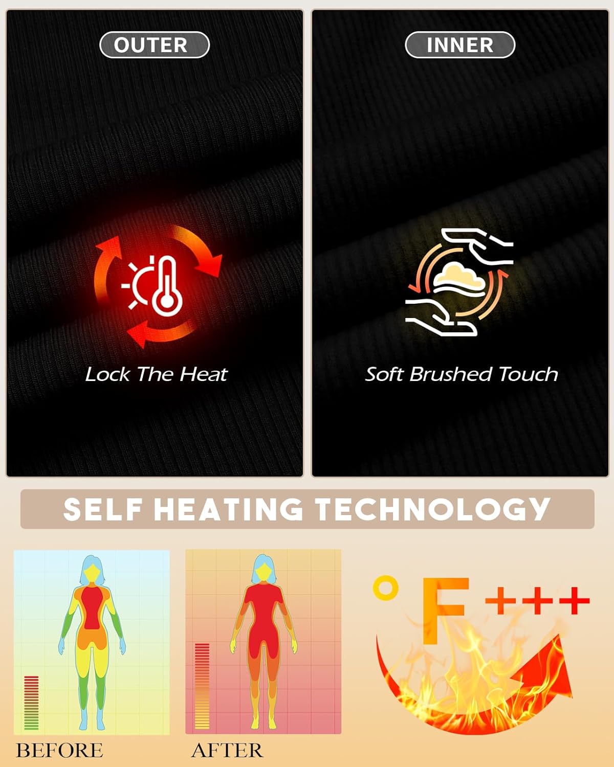 Thermal Turtleneck Shirts for Women with Thumb Hole Fleece Lined Top Thermal Top Undershirt Underwear Winter Cold Weather - Image 3