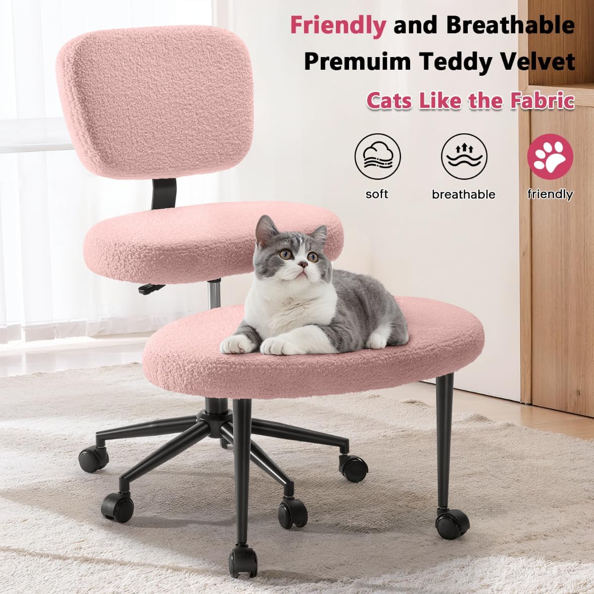 Waleaf Ergonomic Cross Legged Office Chair with Wheels, ADHD Chair for Adults, Meditation Chair, Yoga Office Chair (Pink)