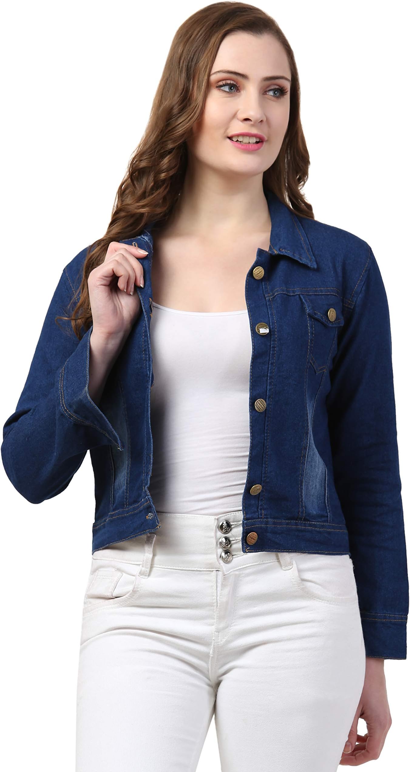 FUNDAY FASHION Full Sleeve Blue Solid Women's Denim Jacket