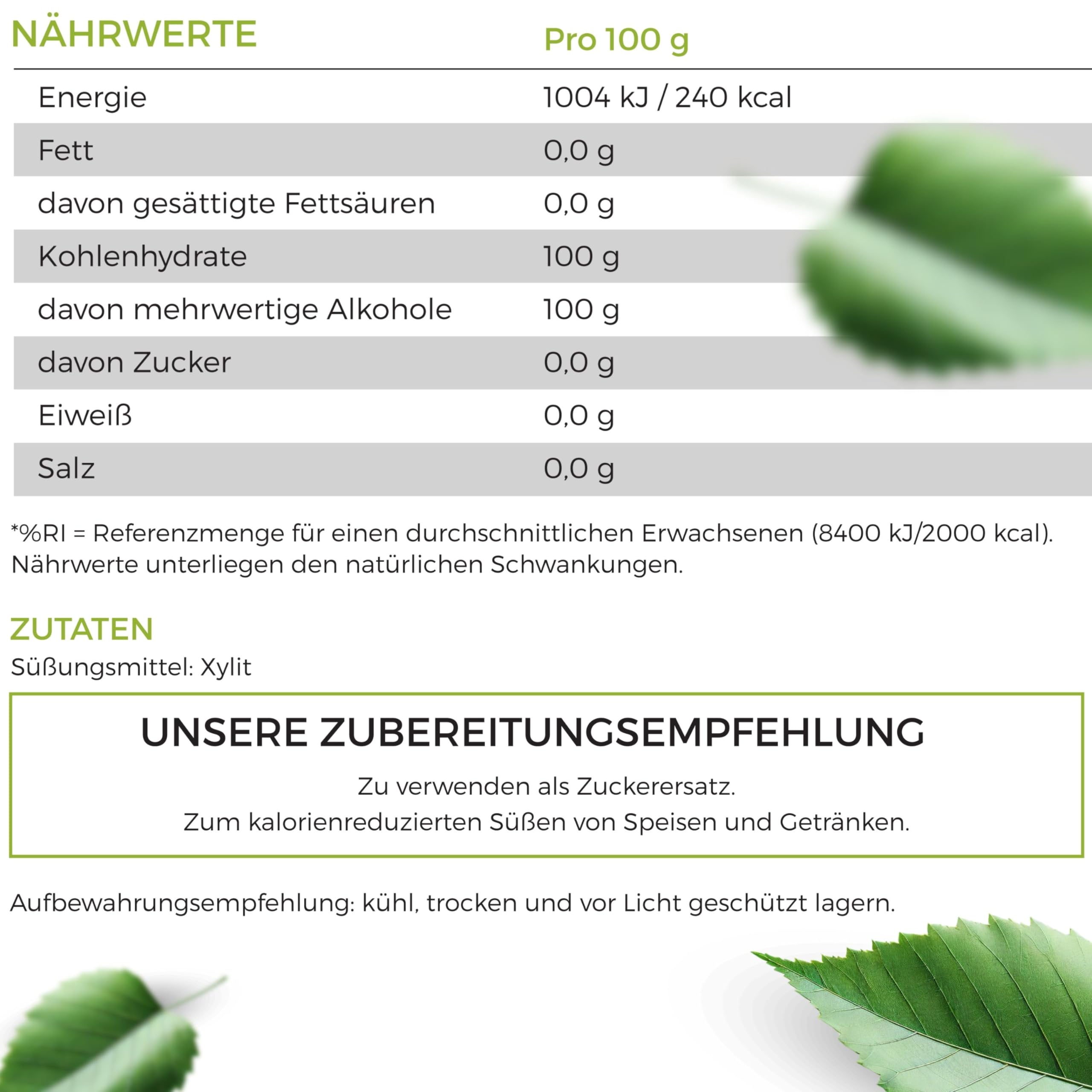 Xylit Zucker 5 kg - 100% Birkenzucker - Zuckerersatz, Zuckeralternative - Kalorienarm, leicht löslich