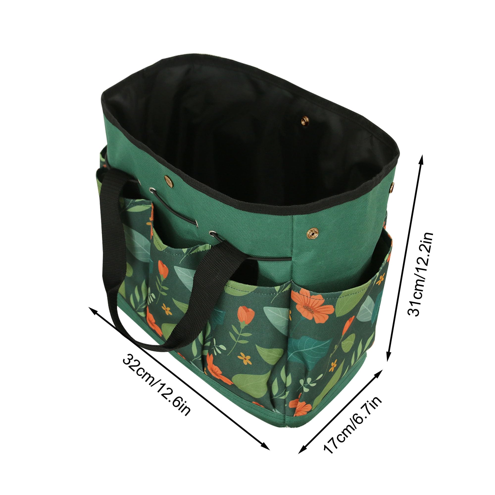 Bolsa de herramientas de jardín, bolsa de jardín portátil con asa, bolsa organizadora de herramientas de jardín Oxford, regalo ideal para esposa y padres, herramientas no incluidas (verde)