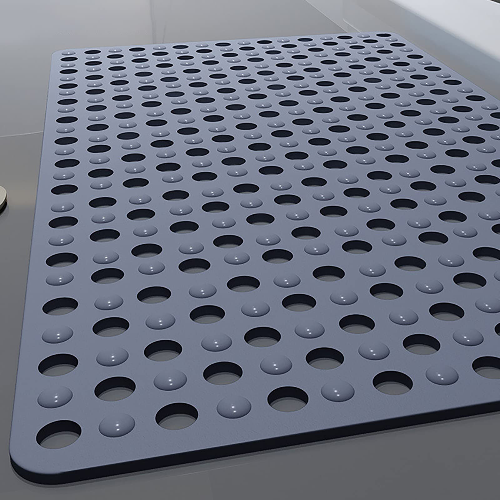Tapis de bain antidérapant extra long en TPE lavable en machine avec ventouses antidérapantes et trous de drainage 57 x 86 cm