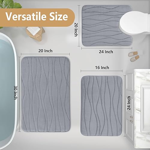 Miniatura 68 de Buganda - Alfombra de baño de espuma viscoelástica 24x16, tapetes de baño extra suaves y absorbentes, antideslizantes y lavables a máquina para el