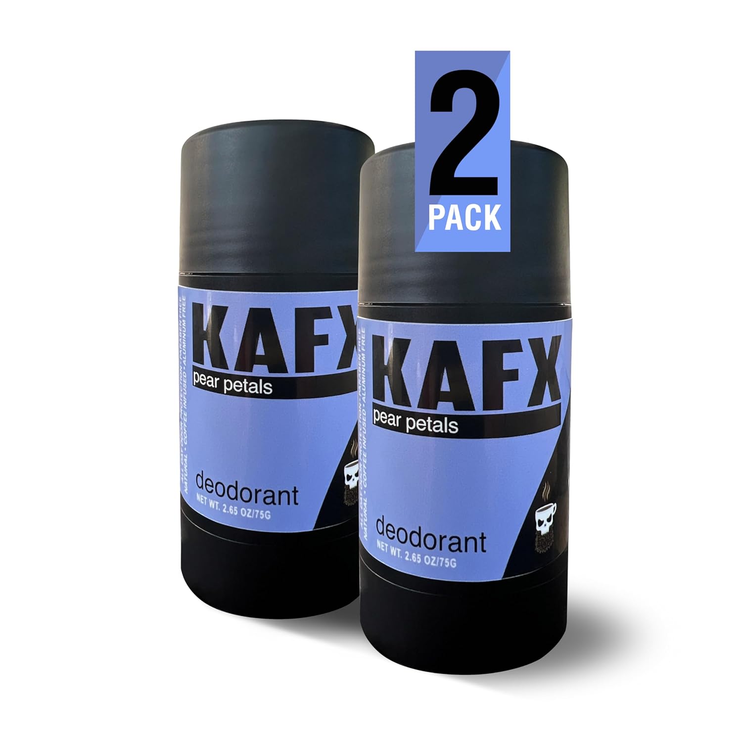 Pear Petals Natural Deodorant for Women and Men - Aluminum-Free, Long-Lasting Odor Control, Coffee-Infused Oil for Enhanced Protection, Sweet Pear & Floral Scent, 2 Pack, 2.65 oz/75 g