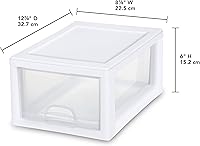 Vista 3 de Sterilite 20518006 - Cajón apilable de 6 cuartos de galón/5.7 litros, marco blanco con cajón transparente, (paquete de 6)