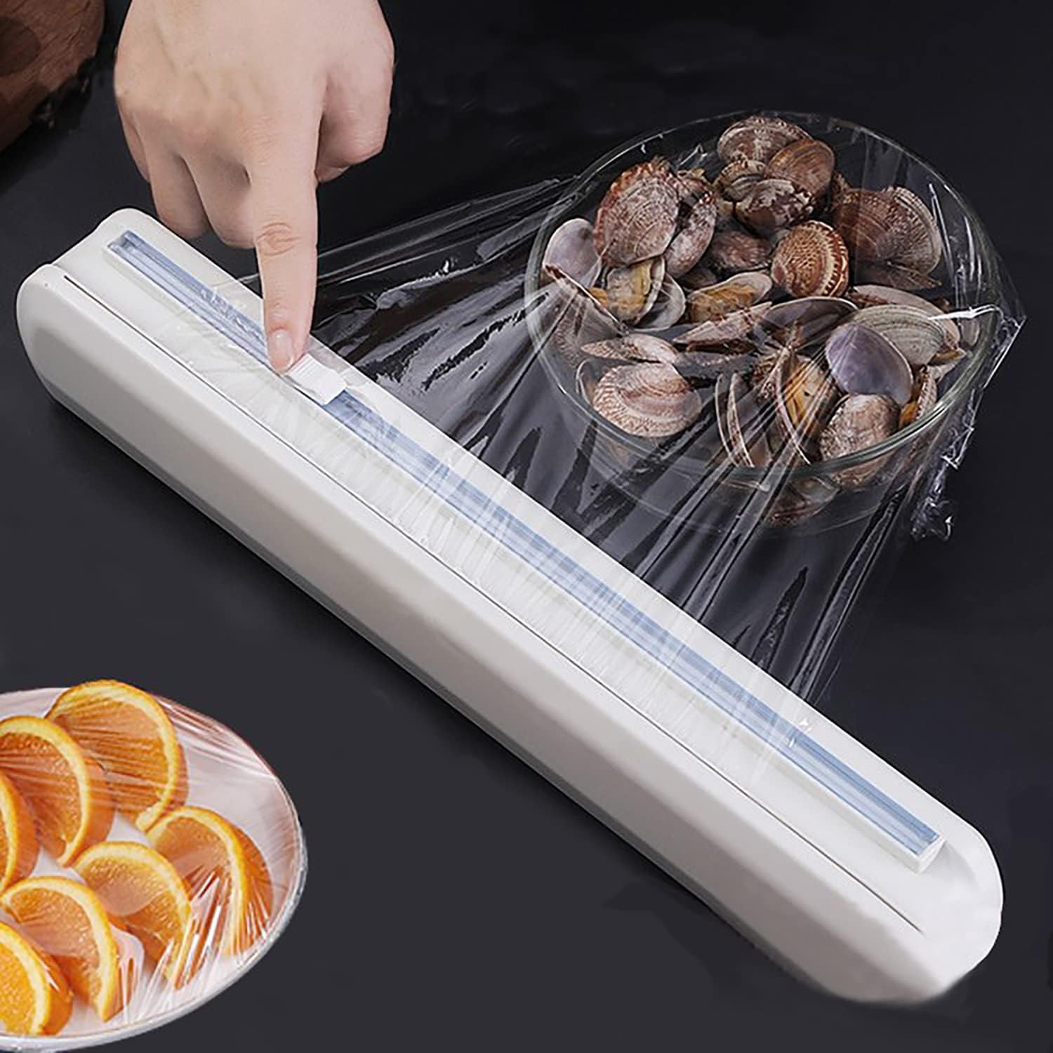 House of Quirk Plastic Wrap Dispenser with Cutter Aluminum Foil Dispenser Refillable Wrap Dispenser Plastic Food Wrap Dispenser Cling Film Dispenser with Cutter - Grey