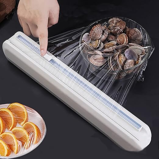 House of Quirk Plastic Wrap Dispenser with Cutter Aluminum Foil Dispenser Refillable Wrap