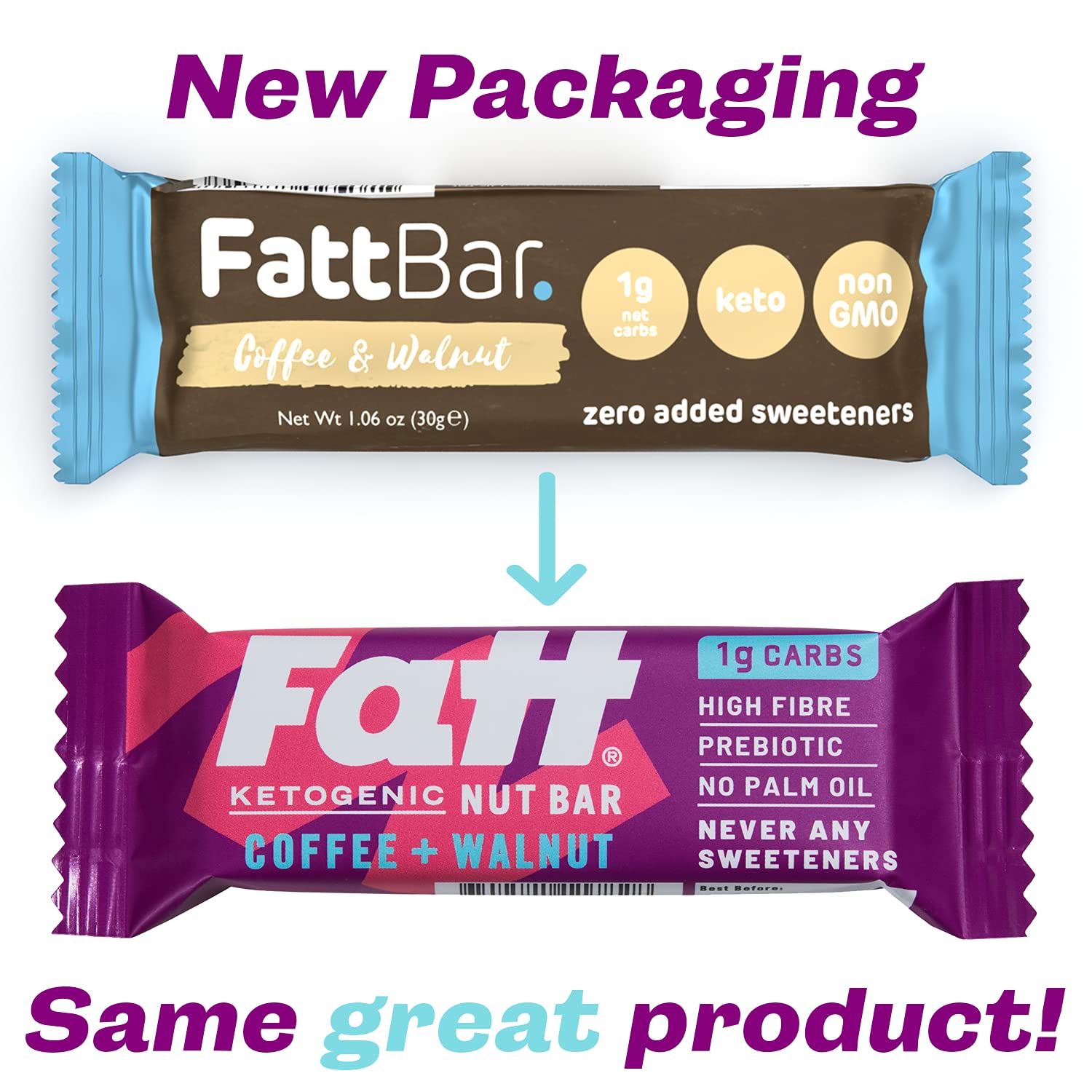 Fatt (aka Fattbar) Ketogenic Nut Bars (Coffee & Walnut, 5Pack) New