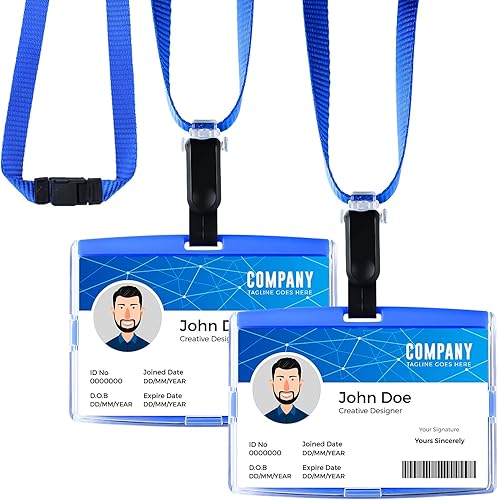 Soporte horizontal para tarjetas de identificación con cordón ajustable desmontable para el cuello, soporte rígido de plástico duro para tarjetas de