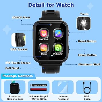 Smart Watch for Kids, 39 Games Camera Video Music Pedometer Recorder