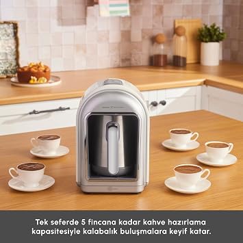 Karaca x Refika Hatır Mod Milky Steel Coffee Pot Turkish Coffee Machine Swiss Cream