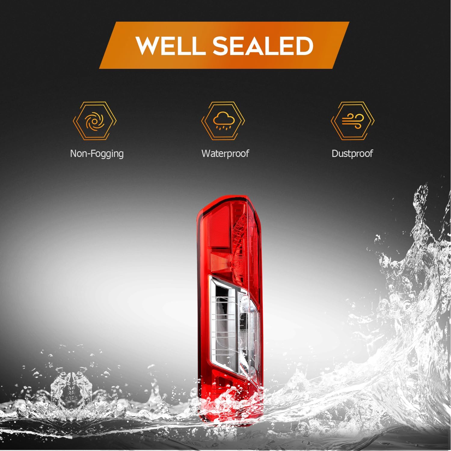 Tail Light Assembly Compatible With 2015-2023 for ford Transit with LED Red Lens Chrome Brake Light Rear Lamps Driver Side CK4Z13405G FO2800270