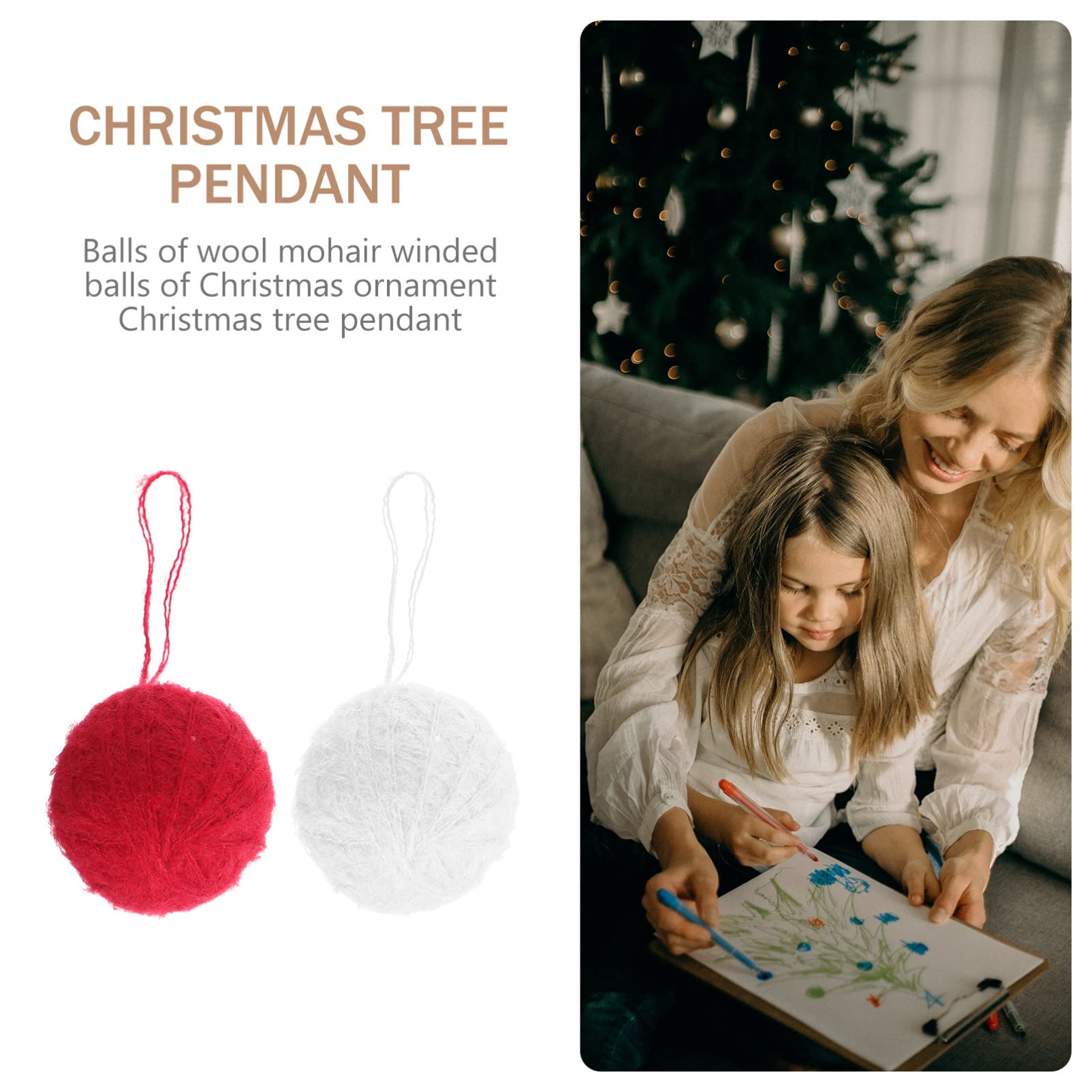 PRETYZOOM 7 Juegos Bola De Estambre Manualidades Navideñas Christmas Tree Christmas Xmas Tree Adornos Luces De Fiesta Adorno De Árbol De Navidad Adorno Colgante Hilo Rojo 10 Uds * 7