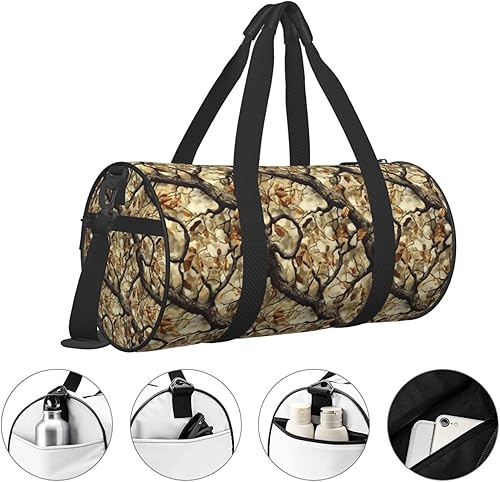 Vista 3 de Large Duffle Bag for Travel - Retro Camouflage Branches Print Gym Bag for Women Men, Travel Foldable Bags for Women Men with Zippered Multiple