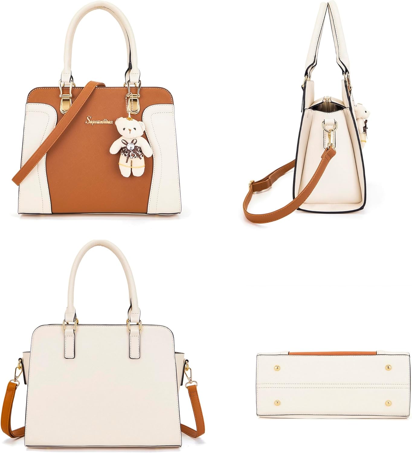 Soperwillton Purses for Women Crossbody Shoulder Handbags Top Handle Satchel Tote Bag Wallet Set 3pcs | Wallet, Set, 3pcs - Image 4