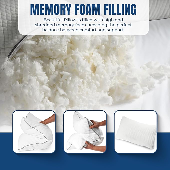 Set 2 Almohadas Memory Foam Queen Refrescante Ajustable miniatura 5