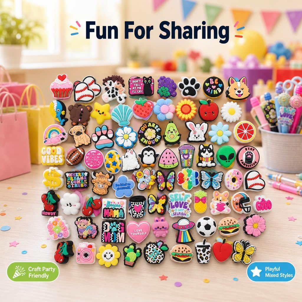 120Pcs Silicone Focal Beads Bulk Mixed Cute Loose for Beadable Pens Keychains Jewelry Making DIY Gift Class Prize