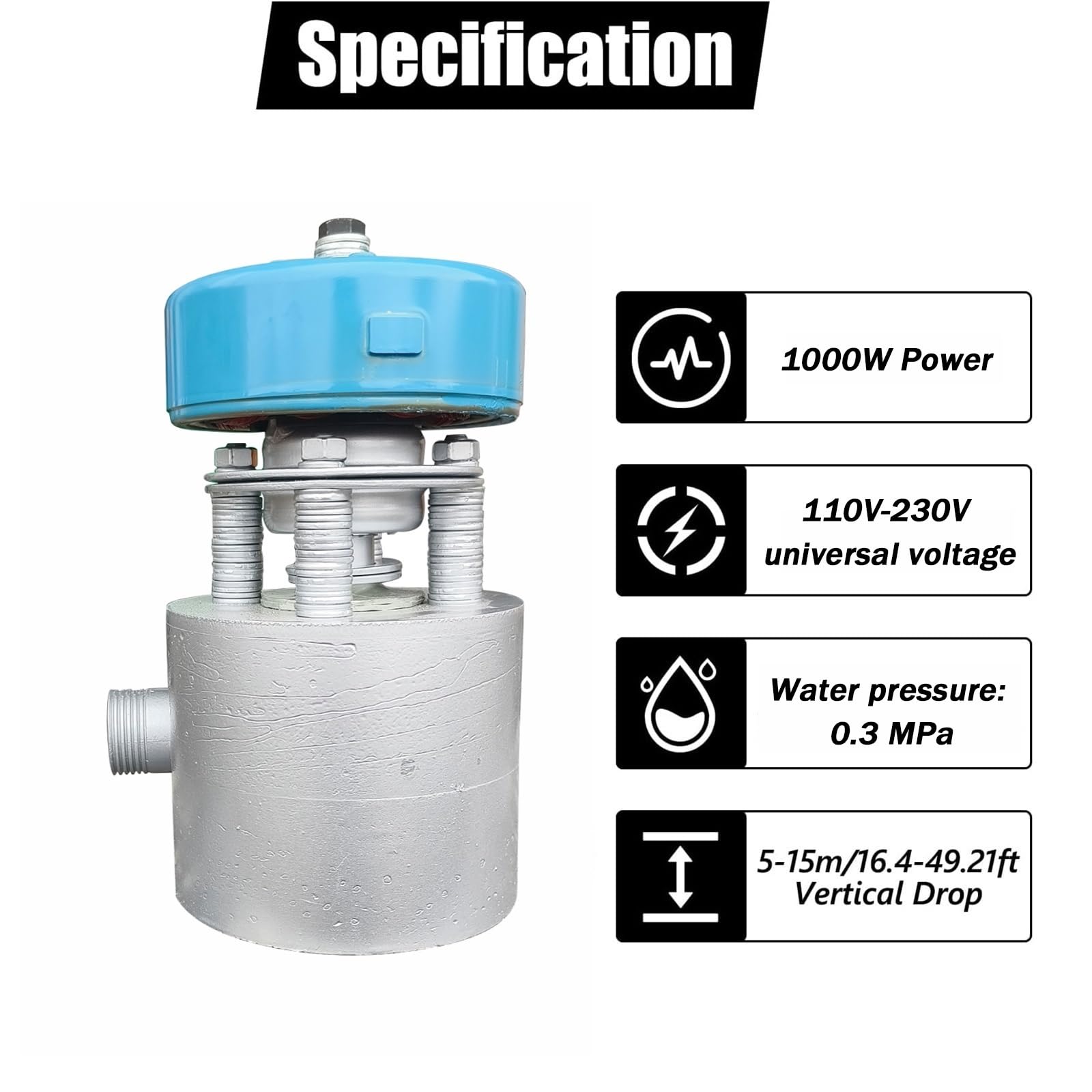 Generador Hidroeléctrico Portátil De 1000 W, 110 V-230 V, 3500 RPM, Minigenerador Hidroeléctrico Adecuado para Iluminación Doméstica Y Uso En Exteriores