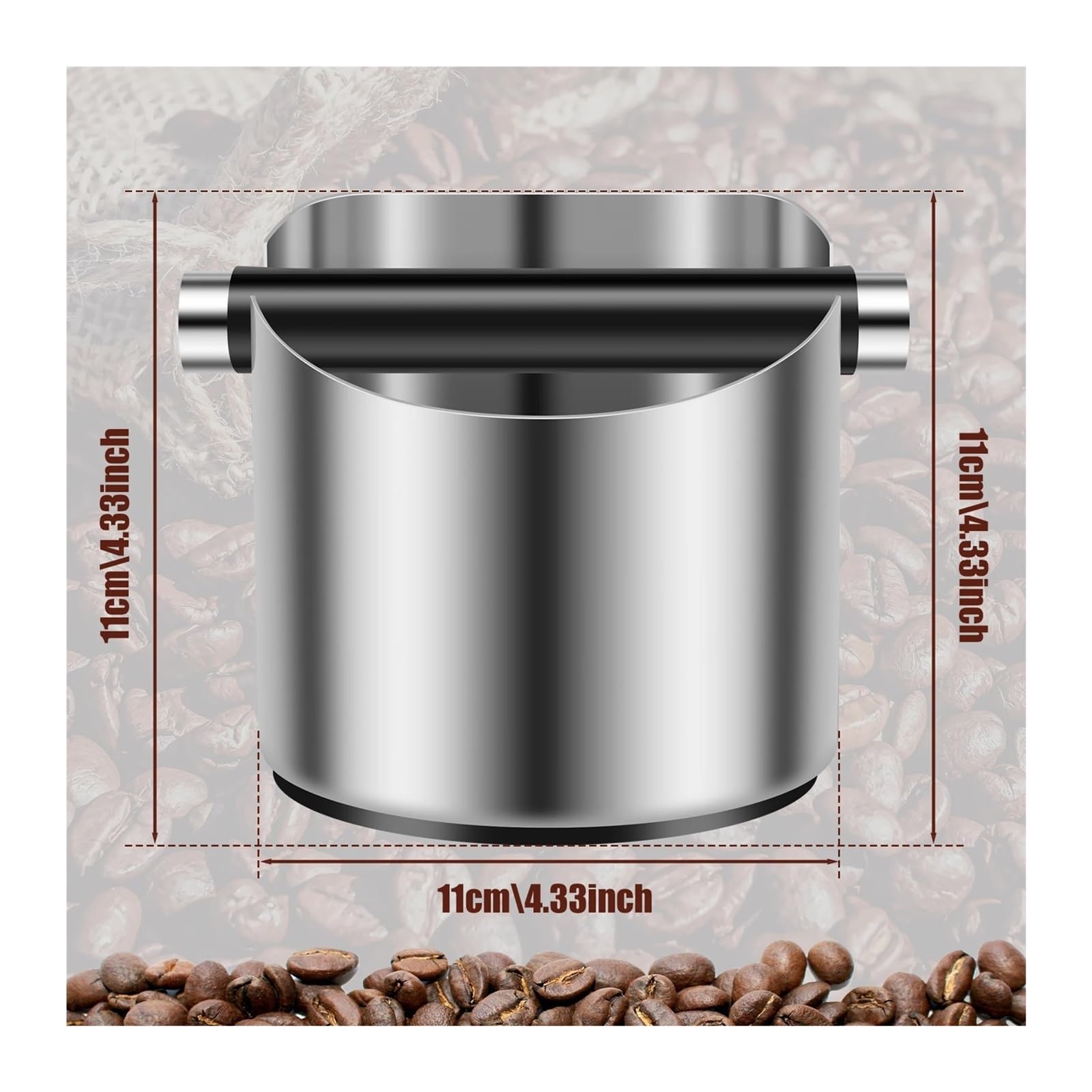 Caja antideslizante for golpes de café, contenedor posos absorbente, cubo basura, herramientas profesionales for accesorios Barista for el hogar(Metal)