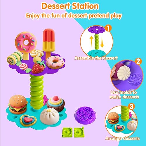 Miniatura 4 de Juegos de masa para niños de 4 a 8 años, artes y manualidades para niños de 4, 5, 6, 7, 8, 9, 10 años, kits de creaciones de cocina con moldes de