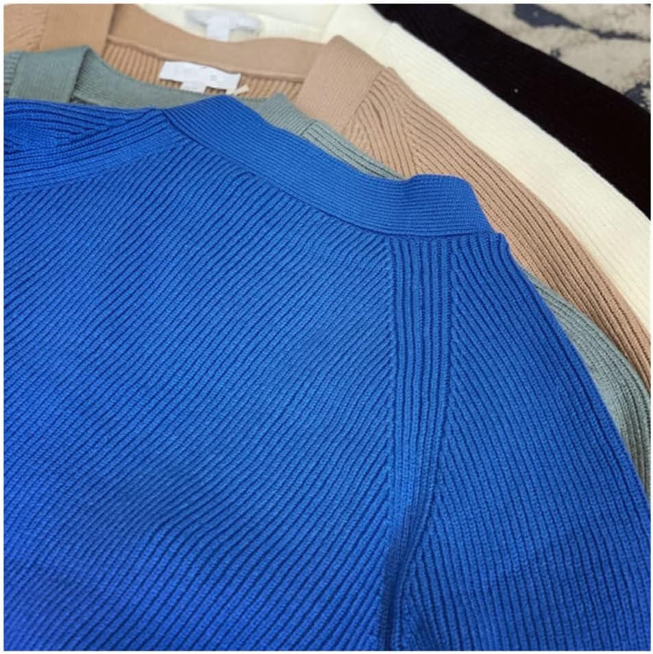 KEHAIOO Winter Knit Cardigan Sweater Mens Business Casual Sweatercoat Solid V-Neck Single Breasted Pocket Sweaters