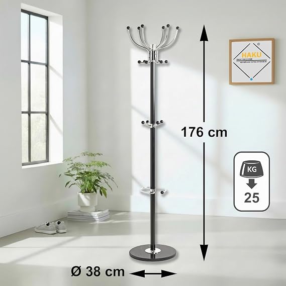 Haku-Möbel Coat Rack Stand in Chrome Black S