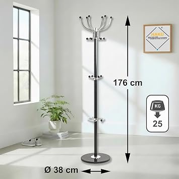 Haku-Möbel Coat Rack Stand in Chrome Black S