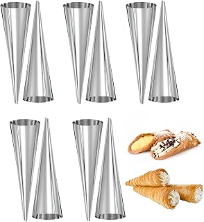 uxcell 10pcs Cream Horn Moulds, 5 Inch Non-Stick Cream Forms Roll Tubes Moulds Stainless Steel Conical Shaped Horn Pastry Tube for Baking Croissant Shell Cookie Dough